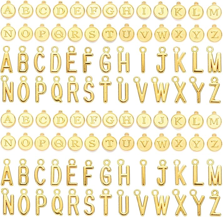 208Pcs/8 Sets Silver Letter Charms A-Z Alphabet Metal Initial Charms kit for Jewelry Making DIY Bracelets Necklaces and keychain making