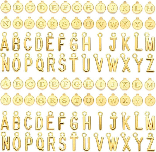 208Pcs/8 Sets Silver Letter Charms A-Z Alphabet Metal Initial Charms kit for Jewelry Making DIY Bracelets Necklaces and keychain making