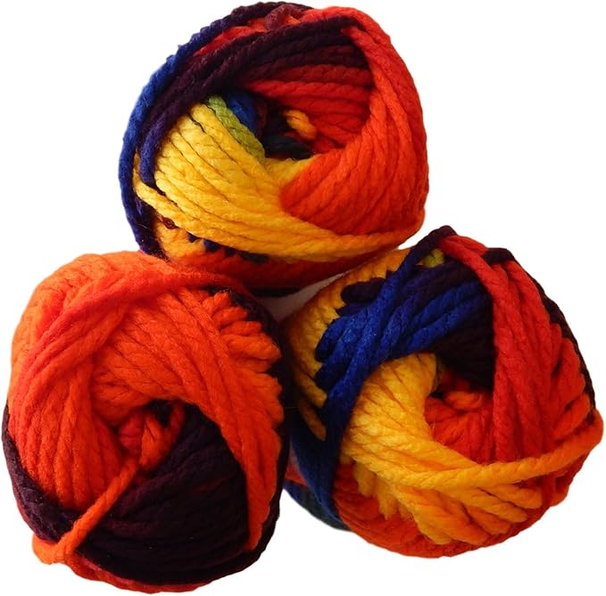 Bernat Softee Chunky Yarn Bundle Super Bulky #6, 3 Skeins Schoolyard Ombre 29134