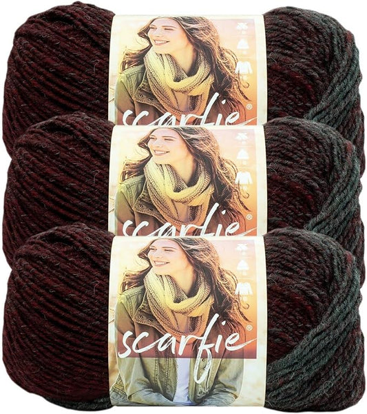 (3 Pack) Lion Brand Yarn Scarfie Bulky Yarn, Oxford/Claret