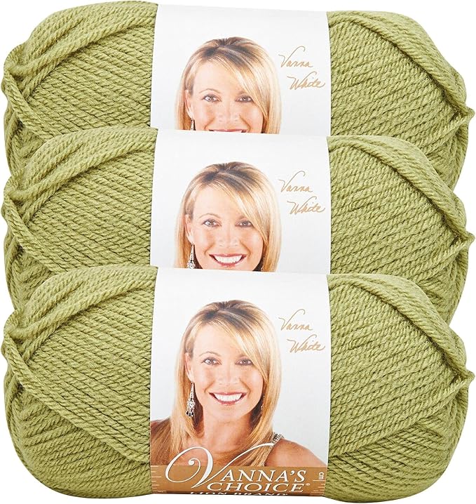 Lion Brand Yarn, Vanna's Choice Worsted Weight Yarn for Knitting, Crochet and Crafts, Dusty Green, 3 Pack, Soft Acrylic Fiber for Scarves, Hats and Blankets