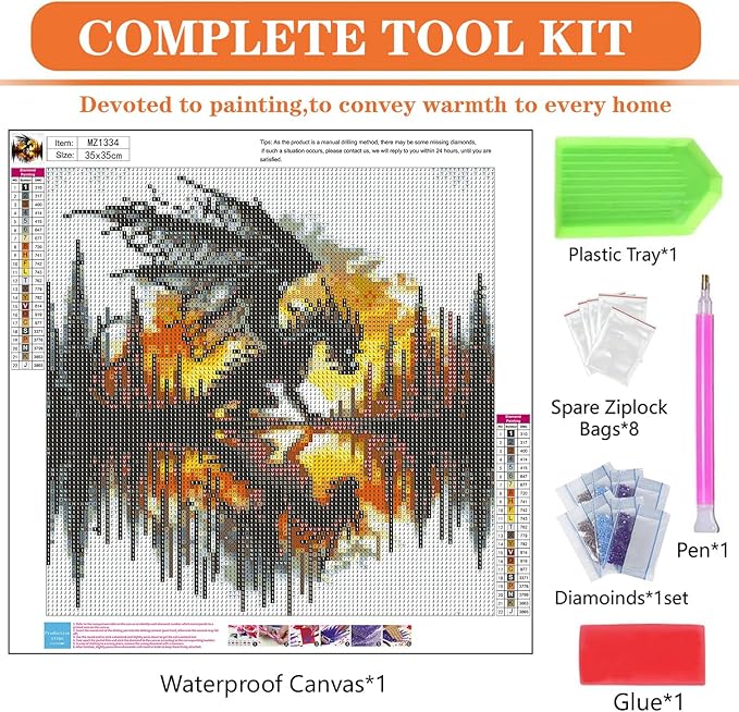 igoodom Dragon Diamond Art Kits for Adults, Silhouette Dragon Diamond Painting Kit, Full Drill Round Diamond Art Kits, DIY Gem Art and Crafts for Home Wall Decor Gift 14x14inch