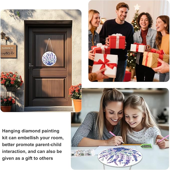 TOSTOG Blue Berries Diamond Art Pendant Kits for Adult, Flower Diamond Painting Hanging Kit for Beginners, 5D DIY Crafts Gem Art, Waterproof Full Accessories for Home Decor Idea 20 * 20 cm/8 * 8 in