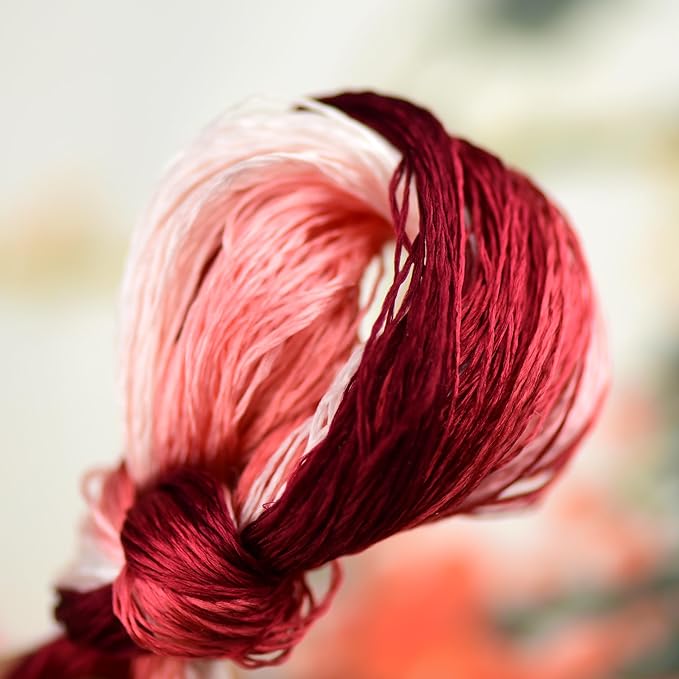 Natural 100% Silk Thread, Handmade Embroidery Thread Silk Floss 9 Colors 110m Each (48)