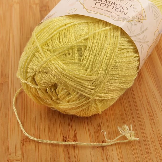 JubileeYarn Baby Soft Bamboo Cotton Yarn - 50g/Skein - Eggnog - 4 Skeins
