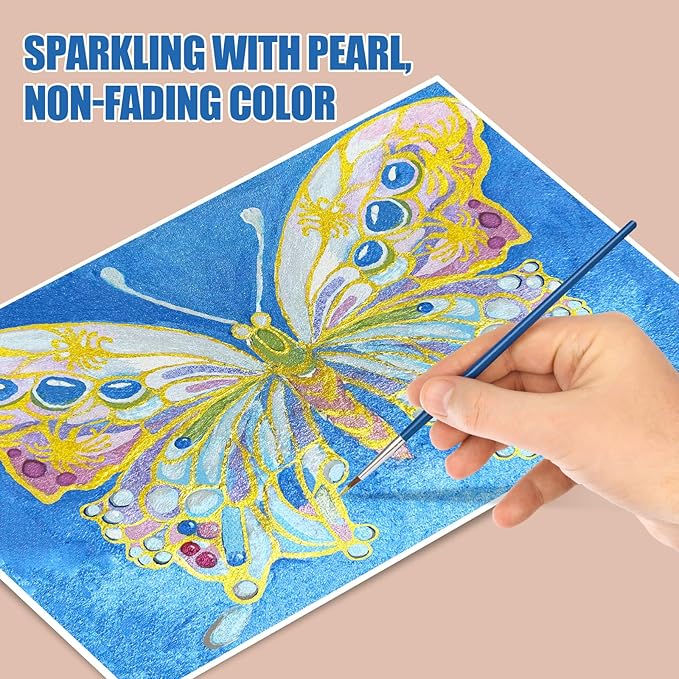Mini Forestry Shifting Watercolor Painting Set, 40 Color Shifting Watercolor Paints, Shimmer Metallic & Glitter Watercolor Paints, Rococo & DunHuang Style