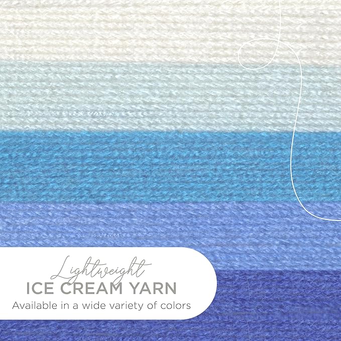 Lion Brand Yarn, Ice Cream Baby Yarn for Knitting, Crochet, and Crafts, Blue Moon, 3 Pack, DK Weight Colorful Acrylic Fiber for Baby Blankets, Hats, and Sweaters