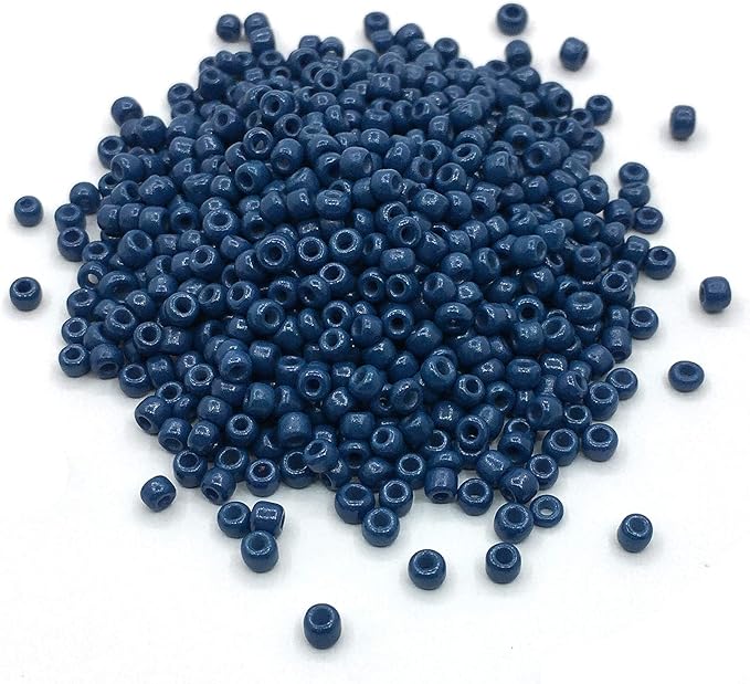 Perlin Glass Seed Beads 4mm 6/0 Round 1100pcs Mini Small Pony Spacer Beads Kit for Jewelry Making Earrings Bracelets Pendants Waist DIY Handmade (Navy Blue Opaque)