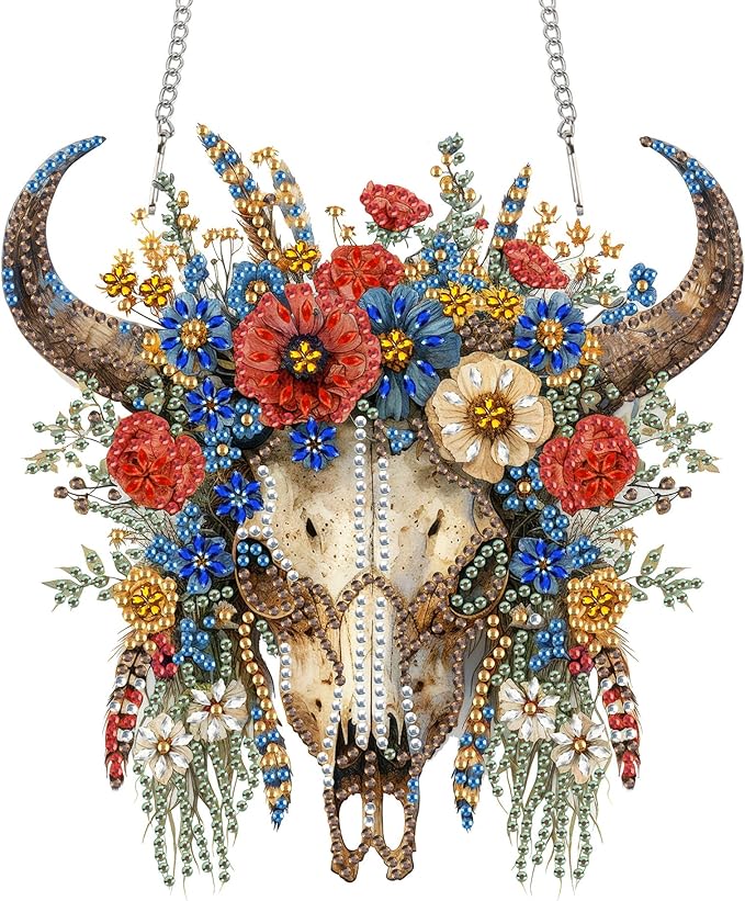 Reofrey Hanging Diamond Art Kits for Adults– 8x8Inch Sheeps Flowers Hanging Ornament Acrylic Board Double Sided Pattern Crystal Diamond Art Suncatcher Pendant, for Home Window Decoration Handmade Gift