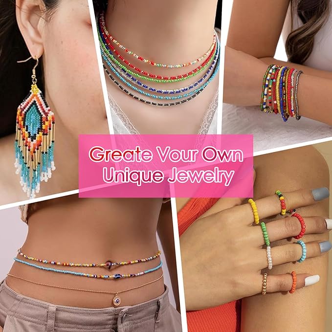 Vtssvow 3mm Glass Seed Beads for Bracelets Making, 24 Colors 10000pcs Friendship Bracelet Making Kit, Small Glass Beads for Jewelry Making (Mix 24 Color, Orange)