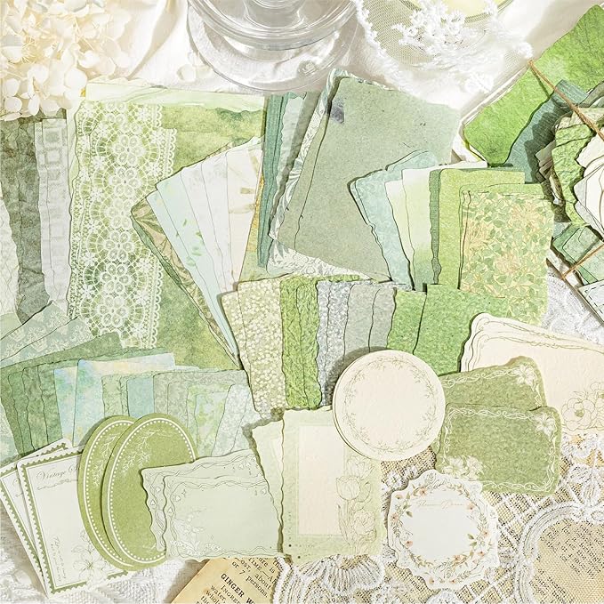 Alideco 400pcs Scrapbook Paper Vintage basic and versatile Scrapbooking Paper for Journaling Supplies, Decorative Craft Paper for Junk Journals (zhijianyouju)