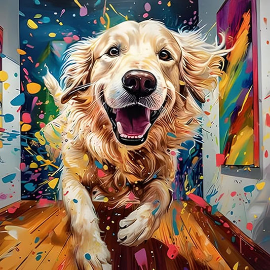 SENQAO Diamond Painting Kits for Adults Dog, 5D DIY Diamond Art Kits for Beginners Round Full Drill Diamond Painting for Home Wall Decoration 12×12inch, Golden Retriever