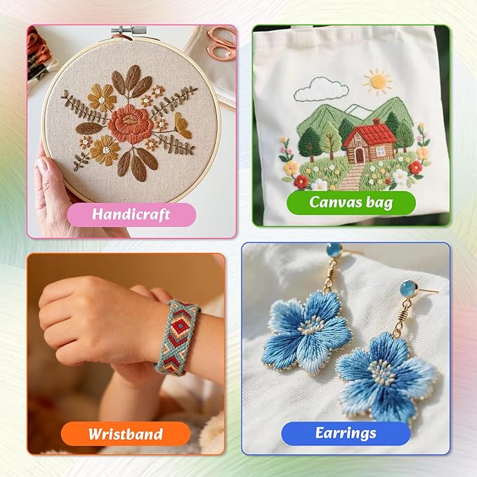 LOVIMAG Embroidery Thread Floss 180p Colors Skeins Friendship Bracelet String Making Bracelets Cross Stitch Kit Supplies Thin Yarn Sewing Patterns Strings Cotton Crochet Braces Wrap Rainbow Crafts