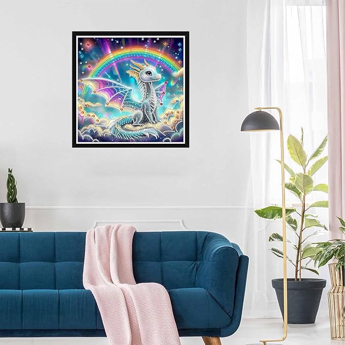 SKRYUIE DIY Diamond Art Kits for Adults Dragon Special Shape - 5D Diamond Painting Kits for Adults Animal - Crystal Embroidery Cross Stitch - Craft for Wall & Office Decor 12 x 12 Inch c20