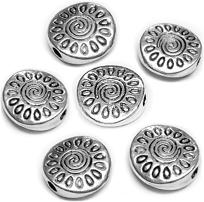 Tibetan Silver Spacer 10mm Flat Beads for Jewelry Making Supplies for Adults Small Seed Bead for Necklace Earring Bracelet Making Kit Bulk Silver Jewelry Set 67pcs