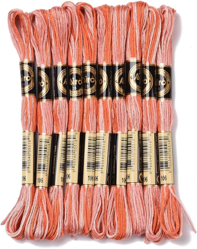 FASHEWELRY 10 Skeins Embroidery Floss Thread 0.5mm Dyed Cross Stitch Floss 6-Ply Friendship Bracelet String for Jewelry Making Bracelets Sewing Knitting Stitching Craft DIY (Tomato)