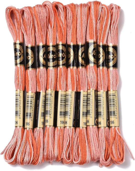 FASHEWELRY 10 Skeins Embroidery Floss Thread 0.5mm Dyed Cross Stitch Floss 6-Ply Friendship Bracelet String for Jewelry Making Bracelets Sewing Knitting Stitching Craft DIY (Tomato)