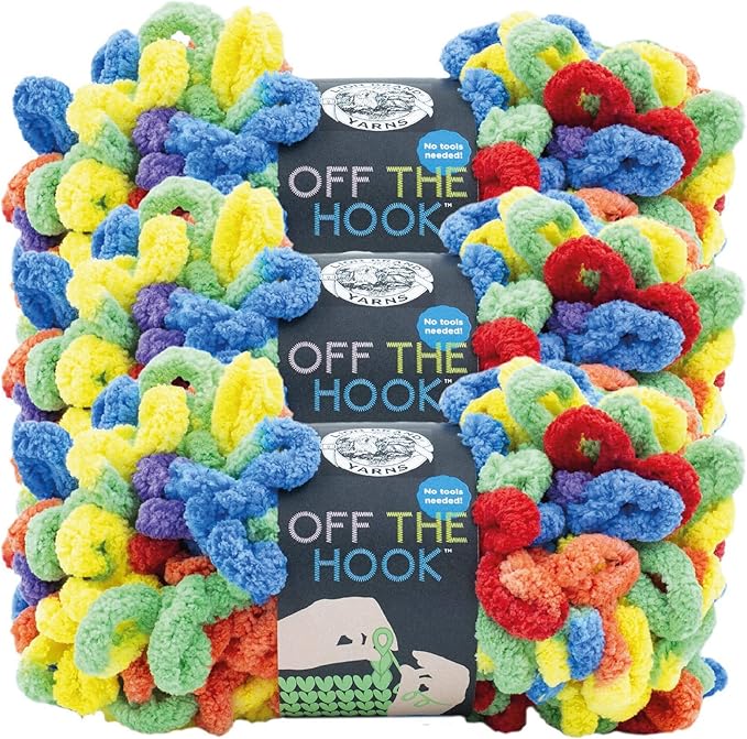 Lion Brand Yarn Off The Hook Yarn, Bulky No-Needle Craft Yarn for Crocheting, Hand-Knitting, 3-Pack, Cosmic Dust