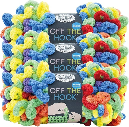 Lion Brand Yarn Off The Hook Yarn, Bulky No-Needle Craft Yarn for Crocheting, Hand-Knitting, 3-Pack, Cosmic Dust