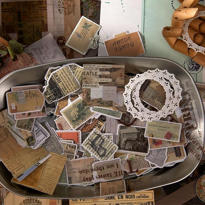 Flartmo 284 Pcs Complete Scrapbook Supplies Kit, Vintage Old Times Scrapbook Paper & Stickers, Junk Journal Scrapbooking Supplies Kit for Journaling, Scrapbooking Embellishments, Planner, Card