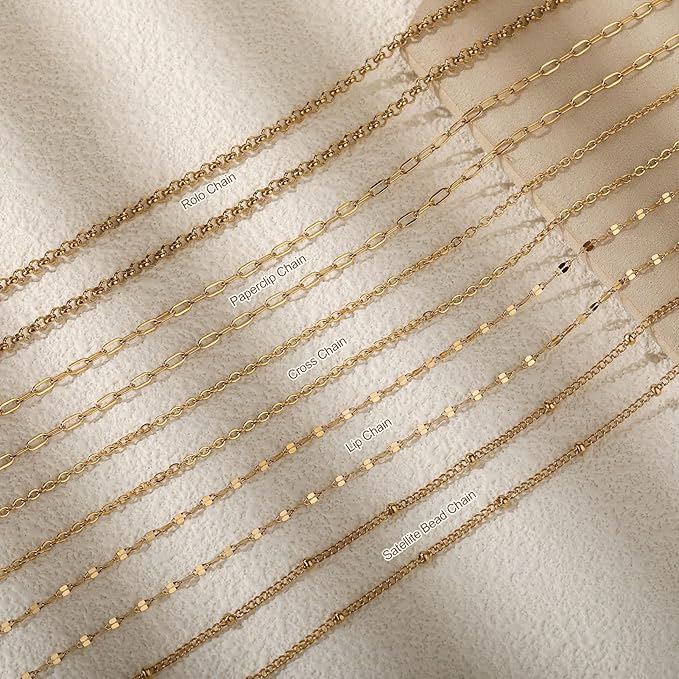 UMAOKANG 5 Rolls 39.4 Feet Gold Plated Stainless Steel Chains for Jewelry Making Dainty Jewelry Making Chains Bulk with Jewelry Findings