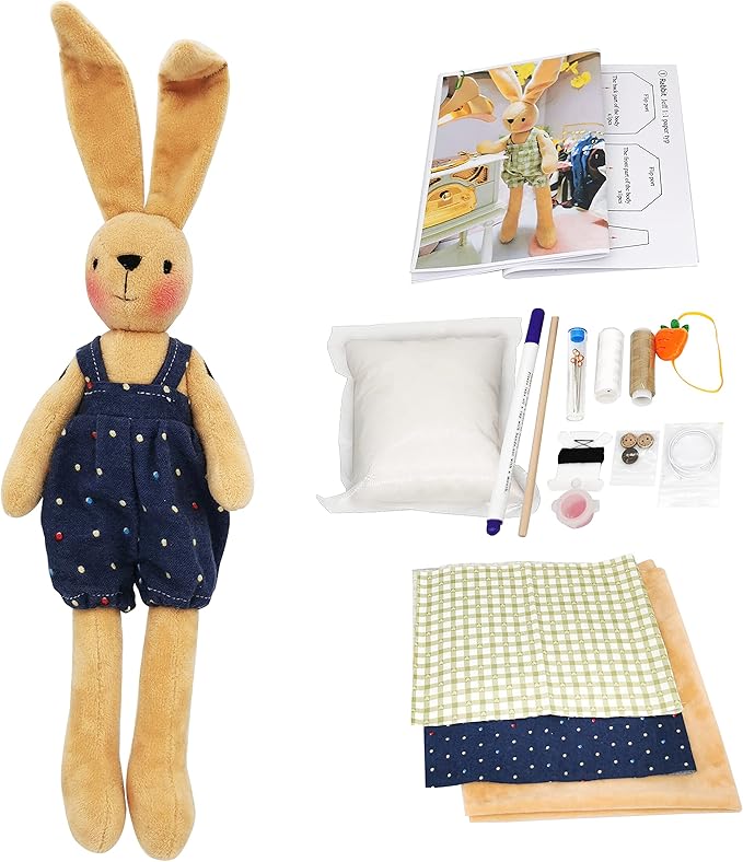 DIY Bunny Sewing Craft Kit for Adults – Handmade Fabric Sewing Project – Complete Materials & Instructions