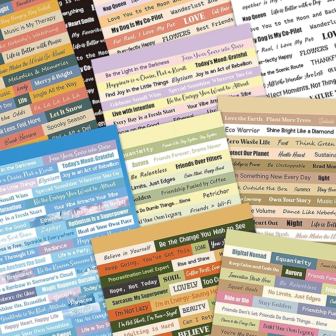 Junk Journal Supplies Kit - 40 Sheets Quote & Affirmation Stickers for Scrapbooking | Vintage Ephemera Decor, Vision Board Essentials | Card Making, Bullet Journal Embellishments for Adults Teens