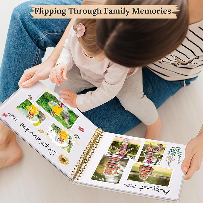Scrapbook Photo Album Linen Cover, 12 x 12 Inch Hardcover Kraft White Pages Memory Book, for Travel Wedding Guest Book Christmas Baby Shower (40 Sheets/ 80 Pages,Pink)