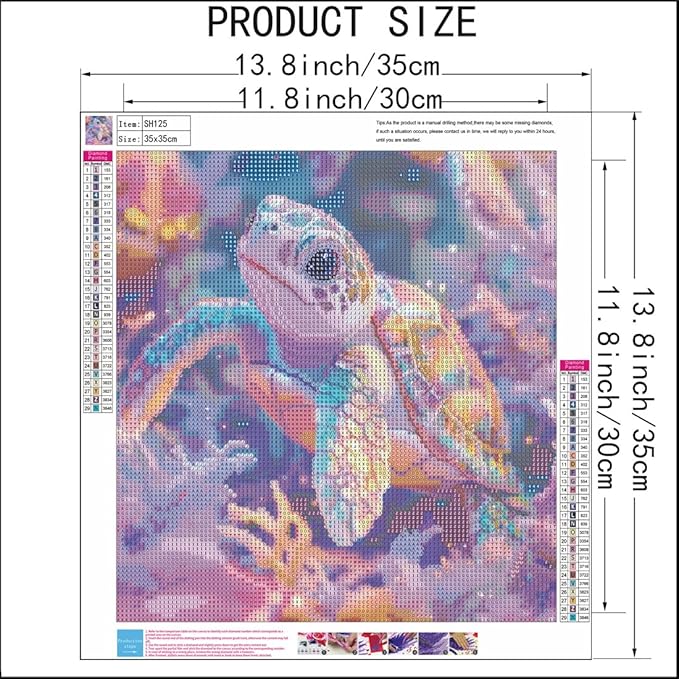 SHICERNHJ Sea Turtle Diamond Art Kits for Adults,Animal Full Drill Diamond Dots for Adults Beginner DIY Round 5D Paint with Diamond Painting Kits Gem Art for Crafts Kits Adult Home Decor 14 X 14 Inch