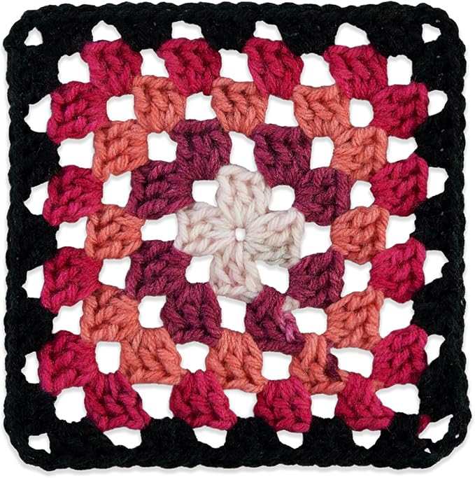 Red Heart All in One Granny Square Black -Carnation Code Yarn - 3 Pack of 250g/8.8oz - 100% Acrylic - #4 Worsted (Medium) - 381m/417Yards - for Knitting, Crochet and Amigurumi
