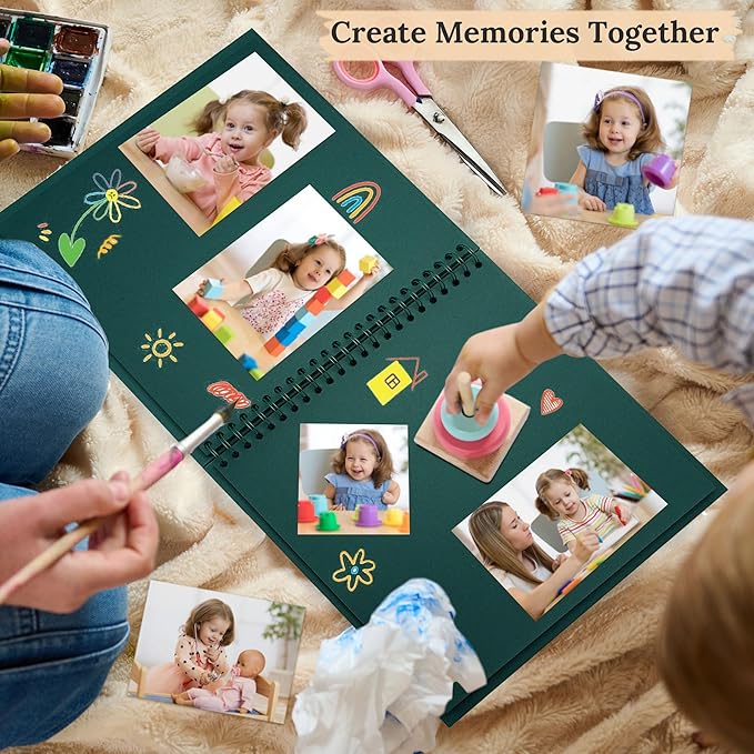 Scrapbook 8x8 Inch DIY Scrapbook Album Hardcover Kraft Paper Scrap Book Photo Albums 40 Pages Perfect for 4x6 / 5x7 Photos Memory Book for Family, Wedding