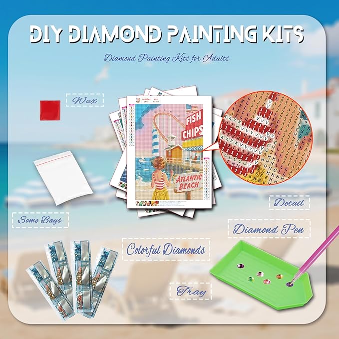 DOTZSO Diamond Art Kits for Adults, 5D Sailing Boat Diamond Painting Kits for Adults,DIY Full Drill Diamond Art Painting Kits Gem Art and Crafts 11.8x15.7 (Inches)