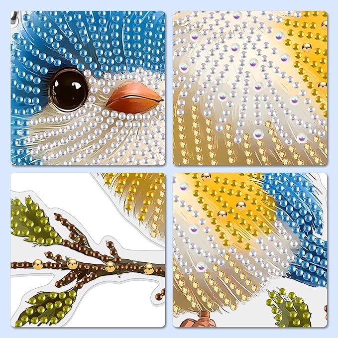 MXJSUA Special Shaped Hanging Diamond Painting Art Kits for Adults, Cute Bird 3D Crystal Rhinestone Acrylic Gem Art Pendant Ornaments Kit for Home Decoration and Gift