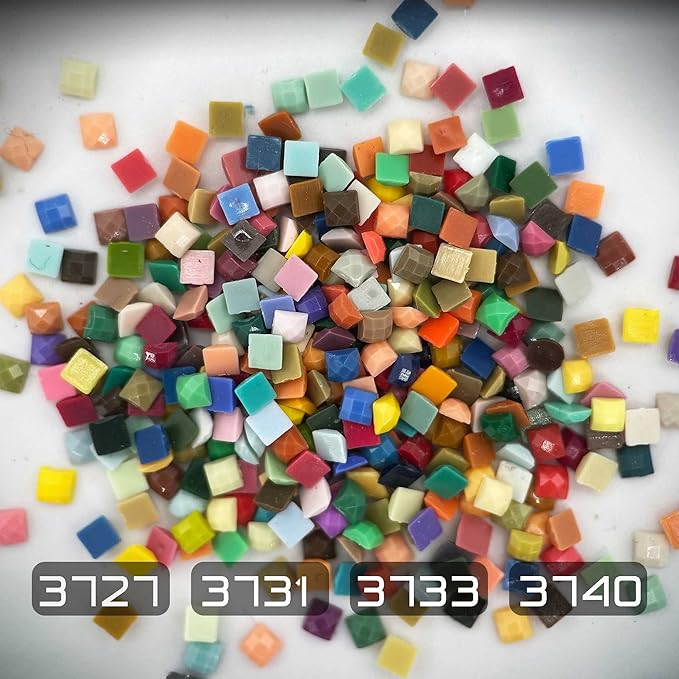 Diamonds Painting Accessories,Replacement for Missing Square Drills 3727 3731 3733 3740,Rhinestone Resin Diamond Drill,4 Colors Beads Gems Stones,3500pcs per Color