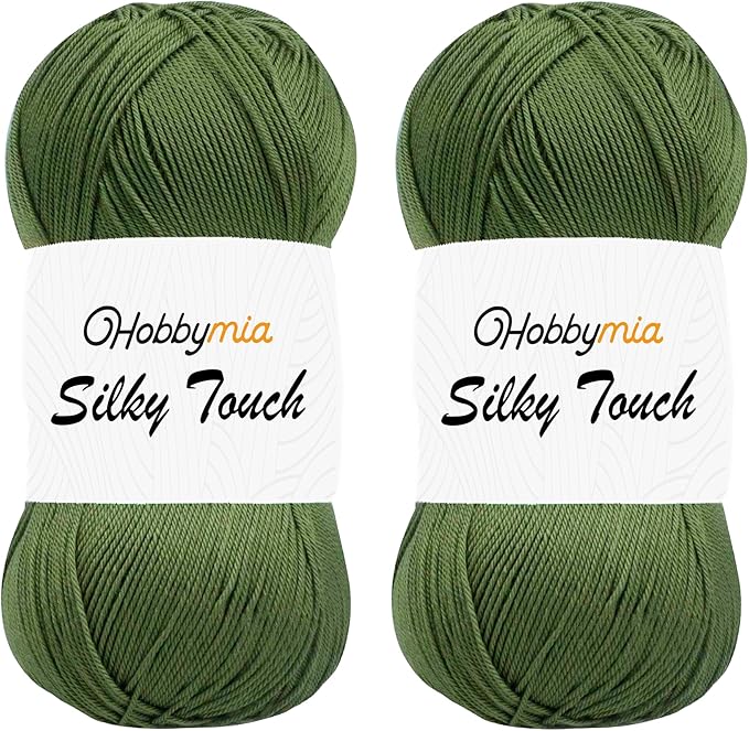Silky Touch Acrylic Yarn - Soft Sport Weight Yarn for Crochet & Knitting - 100g / 383yds - 100% Microfiber Acrylic - Lightweight Fine Smooth Yarn(Green - Camouflage, 2 Skeins)