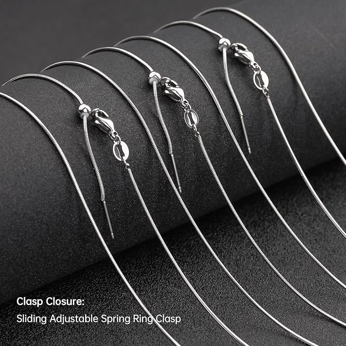 10Pcs Stainless Steel Round Snake Adjustable Chain Bulk for Jewelry Making 1mm Necklaces Chains for Women Personalized Jewelry