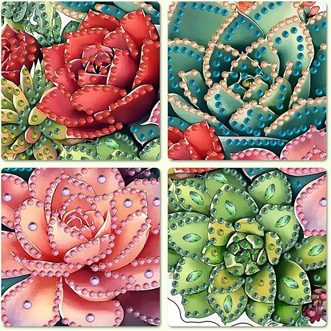 MXJSUA Succulents Special Shaped Hanging Diamond Painting Art Kits for Adults, Crystal Rhinestone Acrylic Gem Art Pendant Ornaments Kit for Home Decor and Gift 7.87 * 7.87 Inch