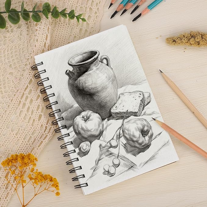 4 Pack Mixed Media Sketchbook, 5.5x8.5 inches Drawing Paper Sketch Book, 98lb/160gsm Heavyweight Spiral Bound Sketch Pads, Suitable for Artist, Drawing, Painting, Sketching(200 Sheets)
