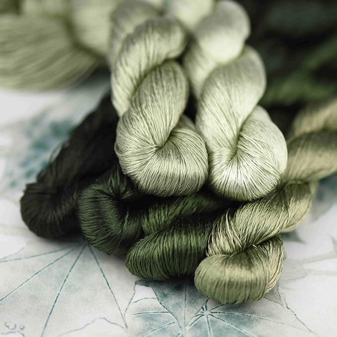 Natural 100% Silk Thread, Handmade Embroidery Thread Silk Floss 6 Colors 110m Each (32)