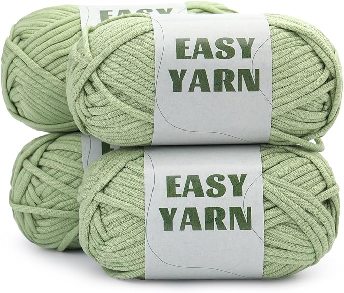 UzecPk 4x50g (7.1Oz) Beginners Crochet Yarn, 4x87Yds Yarn for Crocheting Cotton-Nylon Blend, Easy-to-See Stitches, Blend Crochet Kit Making Light Green