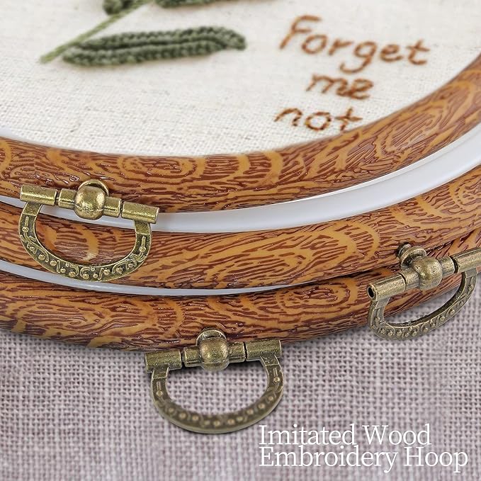 piutouyar 3 pieces 6.7 inch embroidery hoop set imitated wood display frame embroidery hoops circle cross stitch hoop ring for art craft sewing and hanging ornaments decor