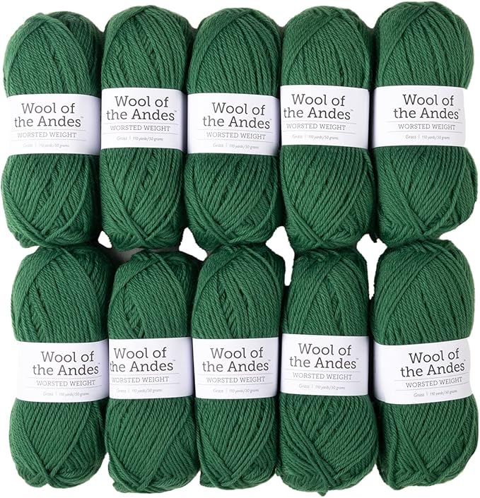 Knit Picks Wool of The Andes Worsted Weight Green 100% Wool Yarn Multi Pack (10 Balls - Grass)