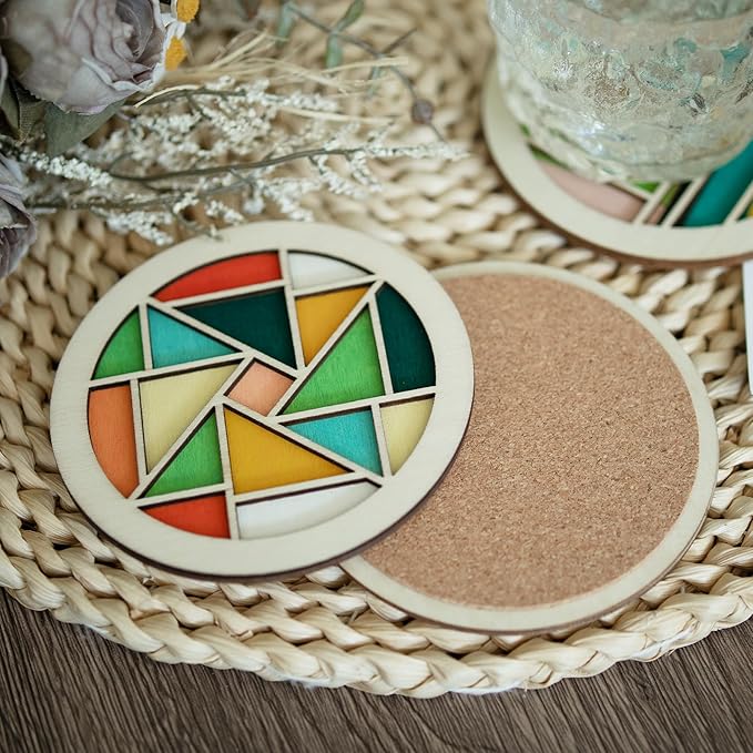 Temlum Wooden Coasters Painting Kit, Paint You Own Coaster Wooden Painting Craft Kit for Adults and Beginners Art Craft Supplies (Barn Quilt)