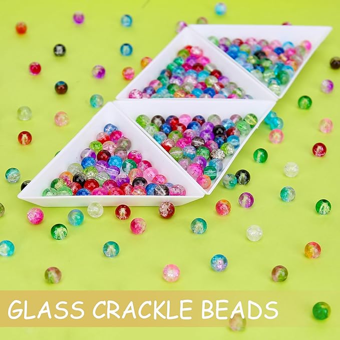 BONNY BOXX 2880 PCs 6mm Round Glass Beads for Jewelry Making, Bulk Crystal Beads in 48 Assorted Colors, Crackle Glass Beads for Bracelets, Necklaces, Earrings, Jewelry Design & DIY Art Projects