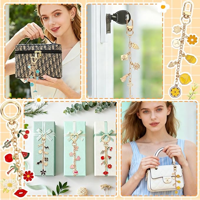 AUGSUN 439Pcs Charm Keychain Making Kit, Including 162 Charms 30 Keychain Clips Hooks 25 Extender Chains 200 Jump Rings and Jewelry Plier, Bulk Bag Charm Keychain Kit for DIY Keychains Making Craft