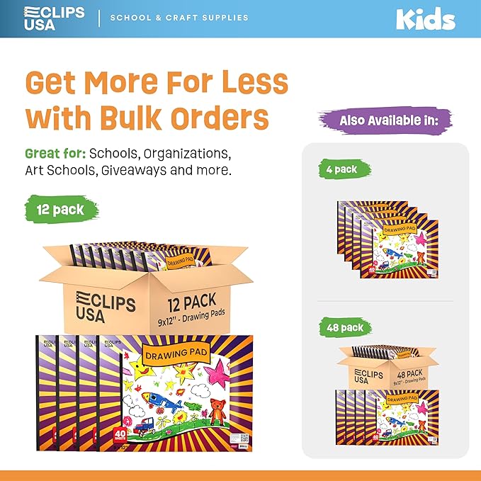 Sketch Book for Kids, Drawing Pad for Kids, Drawing Paper, Sketch Pad for Kid, Sketchbook for Kid (9 x 12, 40 Sheets) (12)
