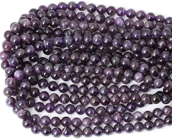 cheavian 45pcs 8mm natural amethyst gemstone round loose beads crystal energy stone healing power for jewelry making 1 strand 15"