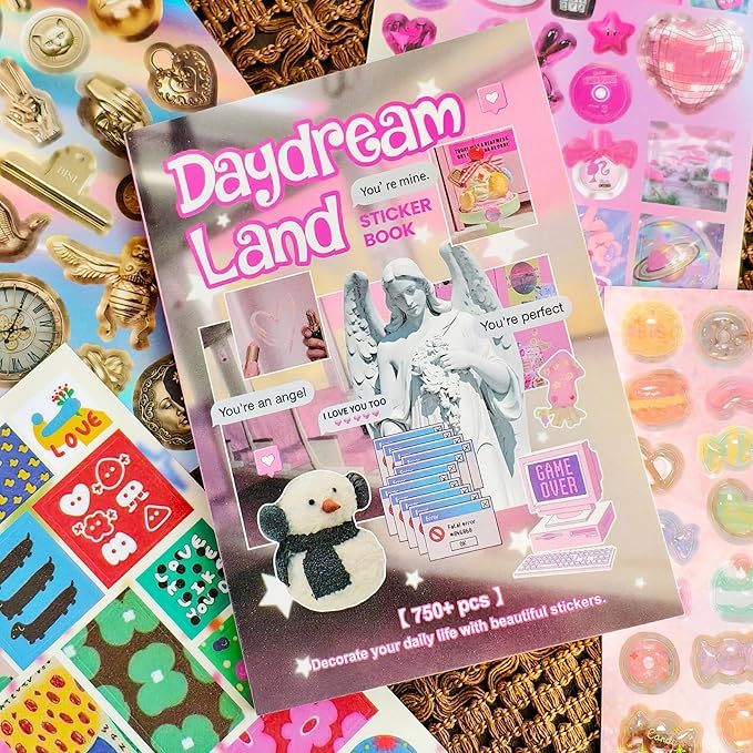 Vintage Scrapbook Sticker Book - 30 Sheets Glossy, Matte, Textured Retro Ephemera for Junk Journal & Planner Supplies, Aesthetic Craft Embellishments
