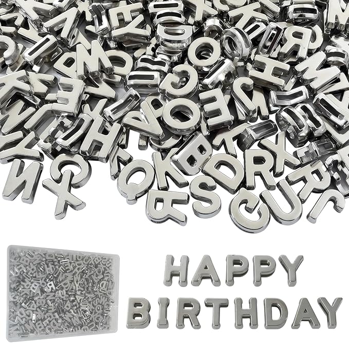 400pcs Silver Letter Beads Pendant,A-Z,3D Loose Beads,Plastic Initial Charms for Jewelry Making,Key Chains,Crafts