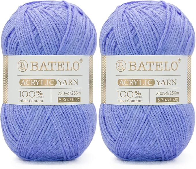 Acrylic Yarn - Crochet & Knitting, 2 Pack of 3 Light Blue, 560 Yards Each, Worsted Yarn, 150g/5.3oz